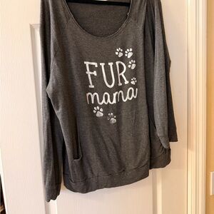 Eighty Eight Charcoal Gray "FUR mama" Scoop-Neck Sweatshirt
